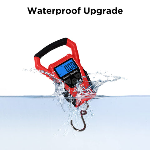 HEETA Waterproof Fish Scale Digital with Backlit LCD Display, 110lb/50kg Portable Hanging Scale Fishing Scale for Home and Outdoor, Measuring Tape and 2 AAA Batteries Included