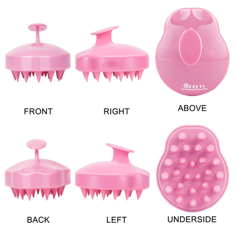HEETA Hair Scalp Massager Shampoo Brush 2 Pack, Soft Silicone Bristles to Remove Dandruff, Waterproof Hair Scrubber for Both Wet Dry Hair, Suitable for Men & Women
