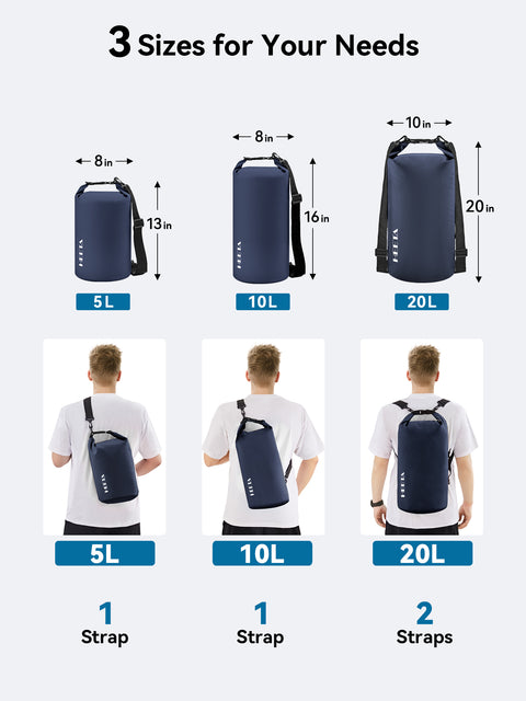 HEETA Waterproof Dry Bag Backpack with Emergency Whistle 5L/10L/20L/30L/40L