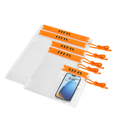 HEETA 5-Pack Clear Waterproof Dry Bag, Water Tight Cases Pouch Dry Bags for Camera Mobile Phone Maps, Kayaking Boating Document Holder