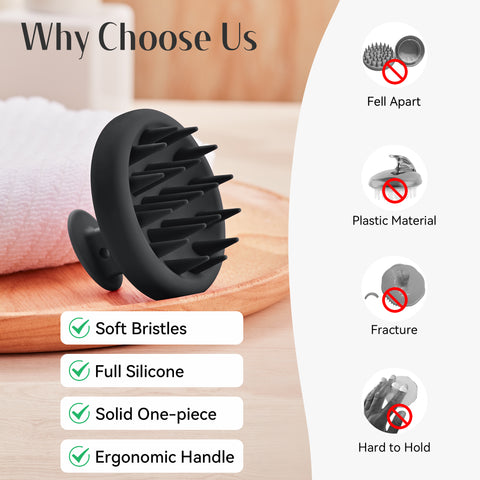 HEETA Silicone Hair Scalp Massager Shampoo Brush, Scalp Scrubber with Ultra-Soft Bristles, Integrated Design Scalp Exfoliator for Deep Cleanse, Dandruff Removal and Hair Growth