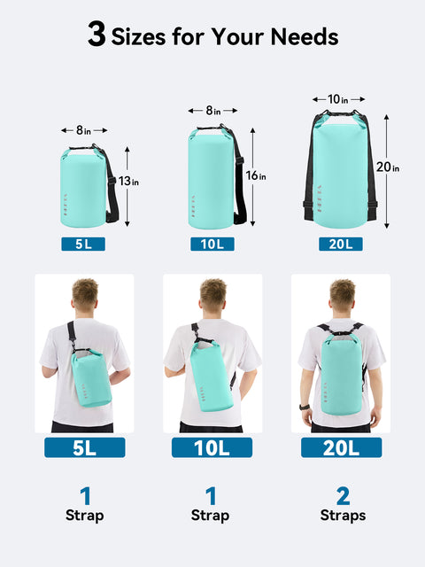 HEETA Waterproof Dry Bag Backpack with Emergency Whistle 5L/10L/20L/30L/40L