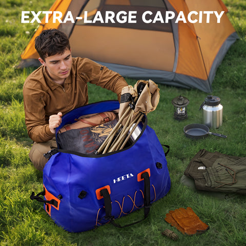 HEETA Waterproof Duffel Bag Travel Motorcycle Dry Bag Backpack 60L/80L/110L