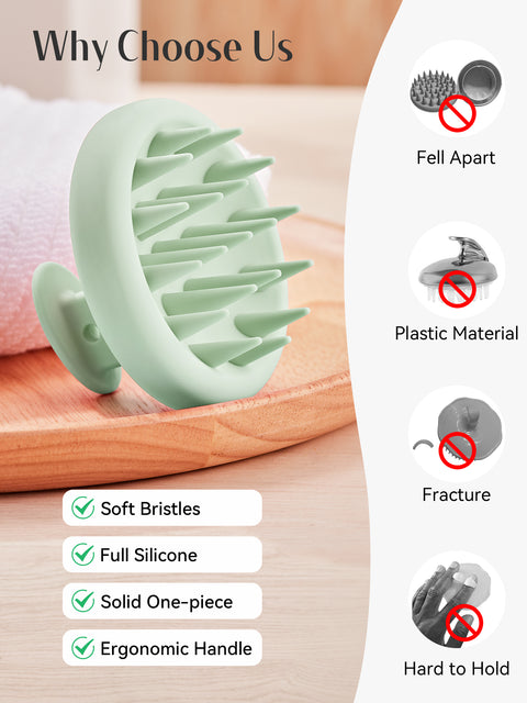 HEETA Silicone Hair Scalp Massager Shampoo Brush, Scalp Scrubber with Ultra-Soft Bristles, Integrated Design Scalp Exfoliator for Deep Cleanse, Dandruff Removal and Hair Growth