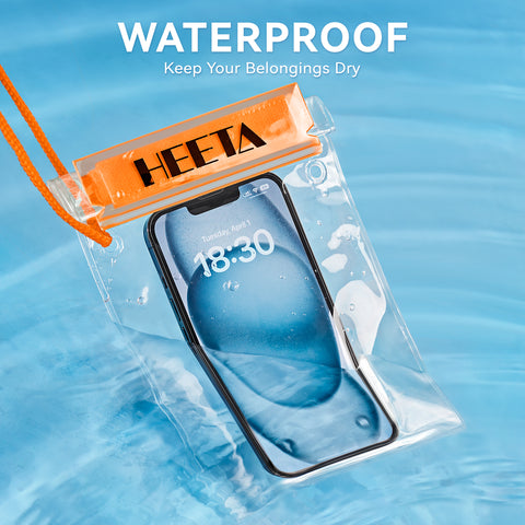 HEETA 5-Pack Clear Waterproof Dry Bag, Water Tight Cases Pouch Dry Bags for Camera Mobile Phone Maps, Kayaking Boating Document Holder