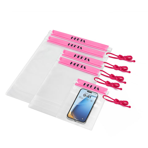 HEETA 5-Pack Clear Waterproof Dry Bag, Water Tight Cases Pouch Dry Bags for Camera Mobile Phone Maps, Kayaking Boating Document Holder