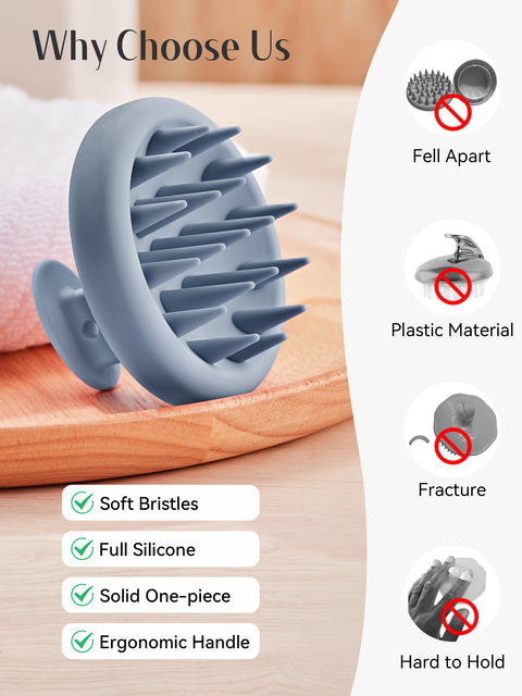 HEETA Silicone Hair Scalp Massager Shampoo Brush, Scalp Scrubber with Ultra-Soft Bristles, Integrated Design Scalp Exfoliator for Deep Cleanse, Dandruff Removal and Hair Growth