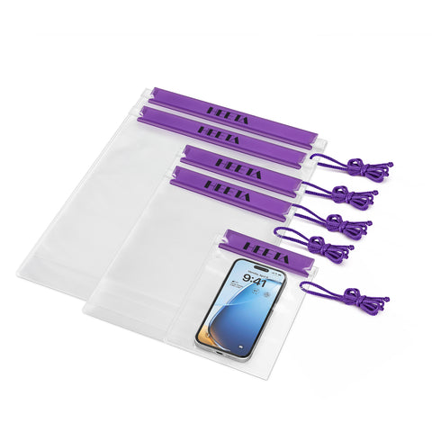 HEETA 5-Pack Clear Waterproof Dry Bag, Water Tight Cases Pouch Dry Bags for Camera Mobile Phone Maps, Kayaking Boating Document Holder