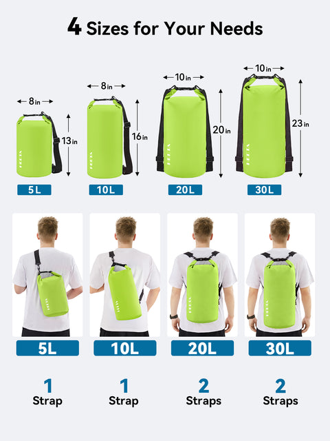 HEETA Waterproof Dry Bag Backpack with Emergency Whistle 5L/10L/20L/30L/40L