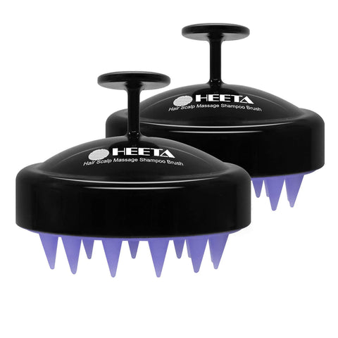 HEETA 2 Pack Hair Scalp Massager Shampoo Brush for Hair Growth, Hair Scalp Scrubber with Soft Silicone, Wet and Dry Hair Detangler