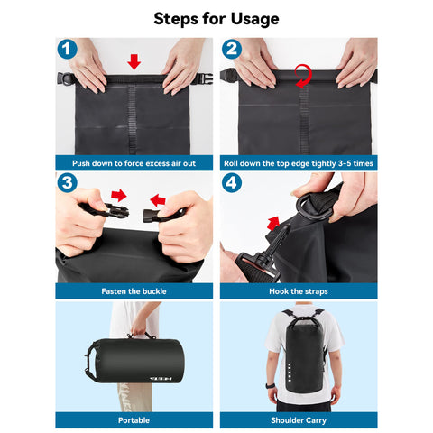 HEETA Waterproof Dry Bag Backpack with Emergency Whistle 5L/10L/20L/30L/40L