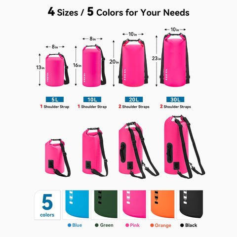 HEETA Waterproof Dry Bag Backpack with Emergency Whistle 5L/10L/20L/30L/40L