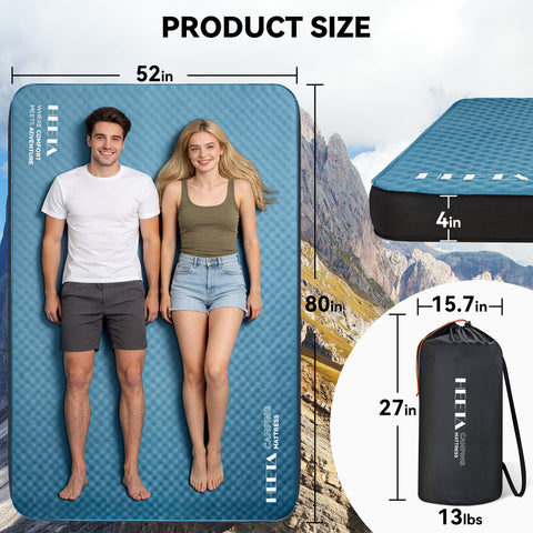 HEETA Self Inflating Sleeping Pad Mat Camping Mattress with Electric Pump