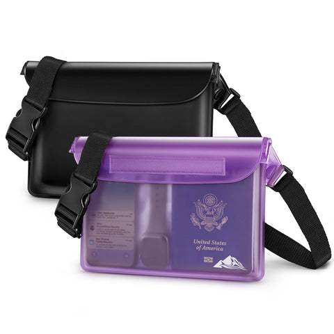 HEETA 2-Pack Waterproof Fanny Pack Pouch Dry Bag for Phone Passport Purse