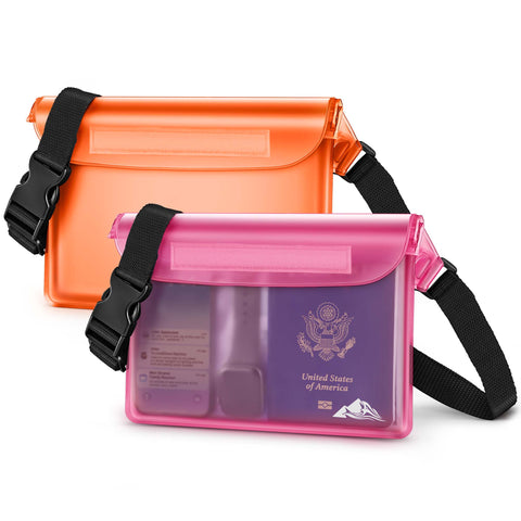 HEETA 2-Pack Waterproof Fanny Pack Pouch Dry Bag for Phone Passport Purse