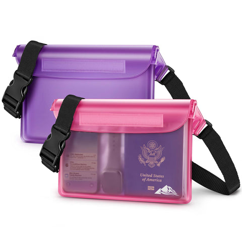 HEETA 2-Pack Waterproof Fanny Pack Pouch Dry Bag for Phone Passport Purse