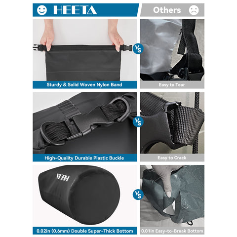 HEETA Waterproof Dry Bag Backpack with Emergency Whistle 5L/10L/20L/30L/40L