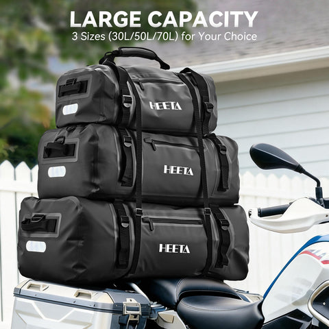 HEETA Waterproof Motorcycle Dry Bag Duffel Luggage Travel Bags 30L/50L/70L