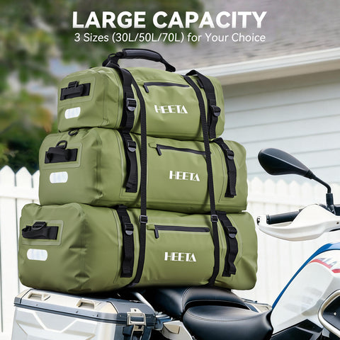 HEETA Waterproof Motorcycle Dry Bag Duffel Luggage Travel Bags 30L/50L/70L