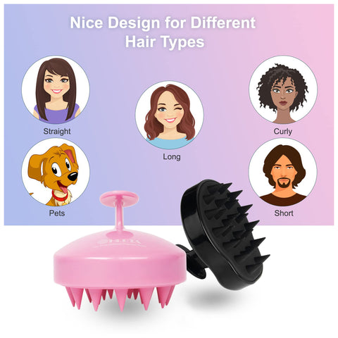 HEETA Hair Scalp Massager Shampoo Brush 2 Pack, Soft Silicone Bristles to Remove Dandruff, Waterproof Hair Scrubber for Both Wet Dry Hair, Suitable for Men & Women