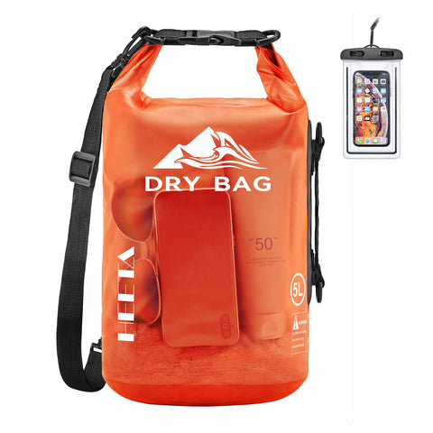 HEETA Waterproof Dry Bag for Women Men, 5L/10L/20L/30L/40L Roll Top Lightweight Dry Storage Bag Backpack with Phone Case for Travel, Swimming, Boating, Kayaking, Camping and Beach