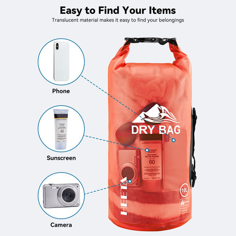 HEETA Waterproof Dry Bag for Women Men, 5L/10L/20L/30L/40L Roll Top Lightweight Dry Storage Bag Backpack with Phone Case for Travel, Swimming, Boating, Kayaking, Camping and Beach