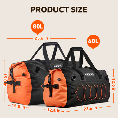 HEETA Waterproof Duffel Bag Travel Motorcycle Dry Bag Backpack 60L/80L/110L