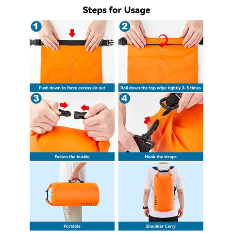 HEETA Waterproof Dry Bag Backpack with Emergency Whistle 5L/10L/20L/30L/40L