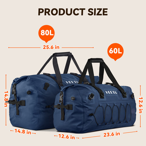 HEETA Waterproof Duffel Bag Travel Motorcycle Dry Bag Backpack 60L/80L/110L
