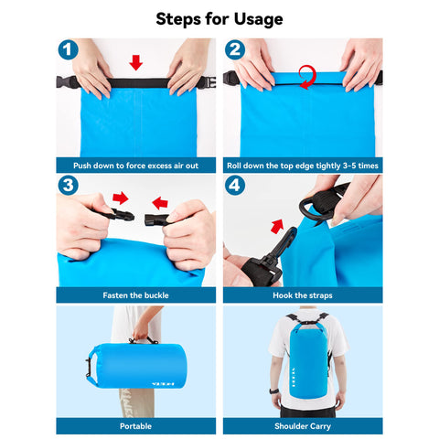 HEETA Waterproof Dry Bag Backpack with Emergency Whistle 5L/10L/20L/30L/40L
