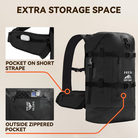 HEETA Dry Bags Waterproof Backpack 40L for Men & Women, Roll Top Heavy Duty