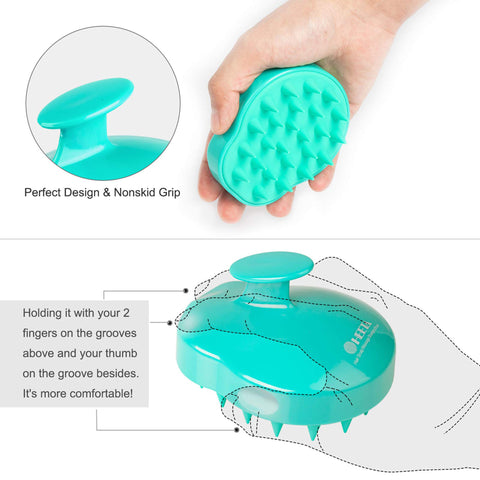 HEETA Hair Scalp Massager Shampoo Brush 2 Pack, Soft Silicone Bristles to Remove Dandruff, Waterproof Hair Scrubber for Both Wet Dry Hair, Suitable for Men & Women