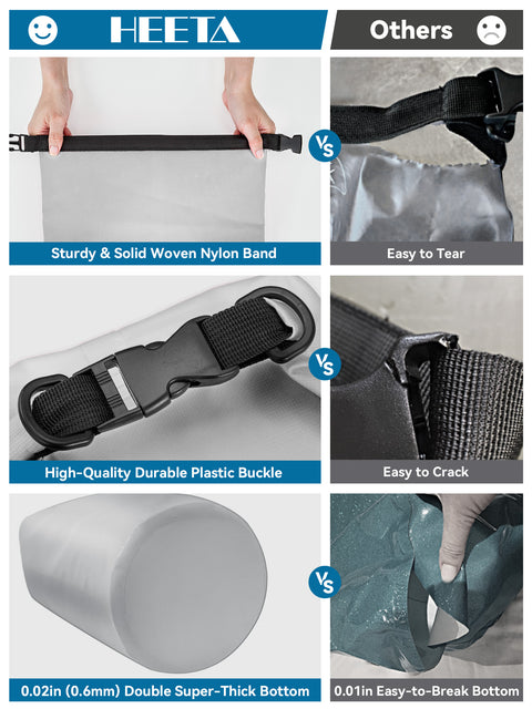 HEETA Waterproof Dry Bag Backpack with Emergency Whistle 5L/10L/20L/30L/40L
