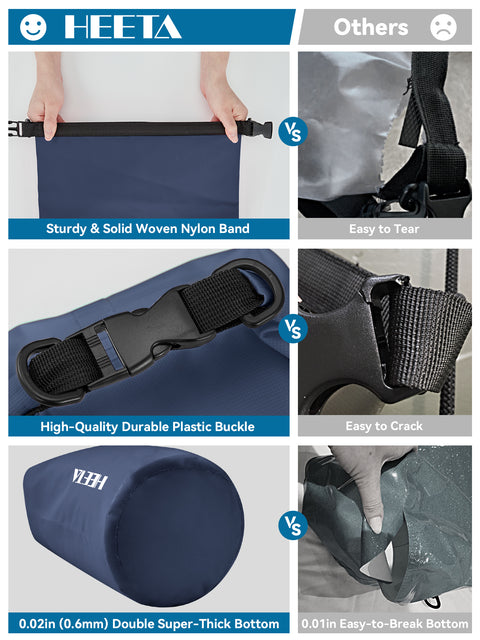 HEETA Waterproof Dry Bag Backpack with Emergency Whistle 5L/10L/20L/30L/40L
