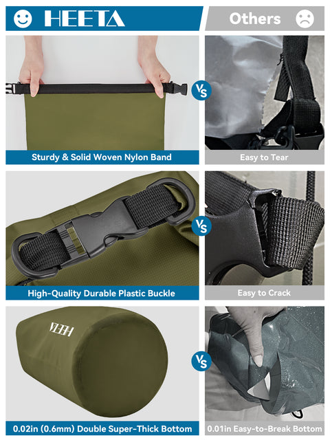 HEETA Waterproof Dry Bag Backpack with Emergency Whistle 5L/10L/20L/30L/40L