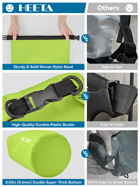 HEETA Waterproof Dry Bag Backpack with Emergency Whistle 5L/10L/20L/30L/40L