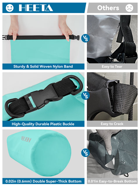 HEETA Waterproof Dry Bag Backpack with Emergency Whistle 5L/10L/20L/30L/40L