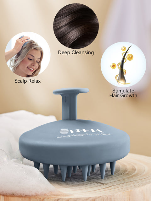 HEETA Silicone Hair Scalp Massager Shampoo Brush, Scalp Scrubber with Ultra-Soft Bristles, Integrated Design Scalp Exfoliator for Deep Cleanse, Dandruff Removal and Hair Growth