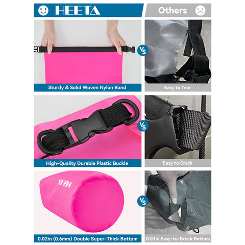 HEETA Waterproof Dry Bag Backpack with Emergency Whistle 5L/10L/20L/30L/40L