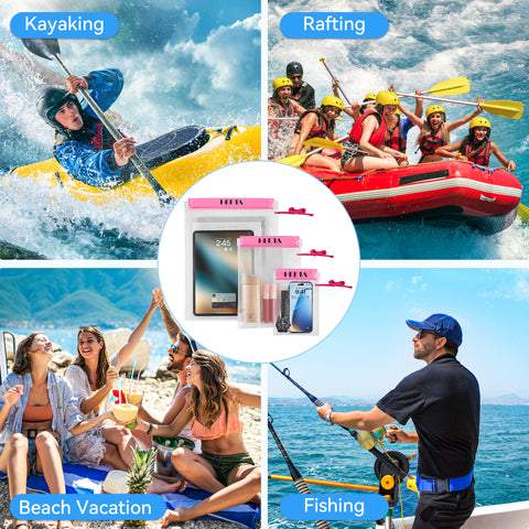 HEETA 5-Pack Clear Waterproof Dry Bag, Water Tight Cases Pouch Dry Bags for Camera Mobile Phone Maps, Kayaking Boating Document Holder