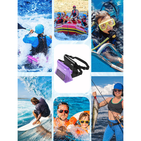HEETA 2-Pack Waterproof Pouch with Waist Strap, Transparent Screen Touchable Dry Bag with Adjustable Belt for Phone Valuables for Swimming Snorkeling Boating Fishing Kayaking