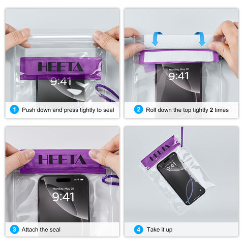 HEETA 5-Pack Clear Waterproof Dry Bag, Water Tight Cases Pouch Dry Bags for Camera Mobile Phone Maps, Kayaking Boating Document Holder