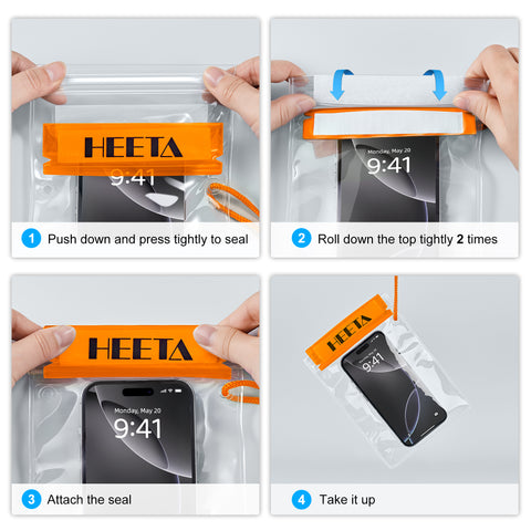 HEETA 5-Pack Clear Waterproof Dry Bag, Water Tight Cases Pouch Dry Bags for Camera Mobile Phone Maps, Kayaking Boating Document Holder