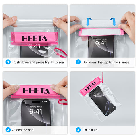 HEETA 5-Pack Clear Waterproof Dry Bag, Water Tight Cases Pouch Dry Bags for Camera Mobile Phone Maps, Kayaking Boating Document Holder