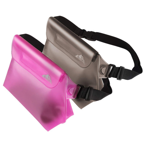 HEETA 2-Pack Waterproof Pouch with Waist Strap, Transparent Screen Touchable Dry Bag with Adjustable Belt for Phone Valuables for Swimming Snorkeling Boating Fishing Kayaking