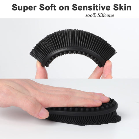 HEETA Body Brush for Wet Dry Brushing, Silicone Body Scrubber for Gentle Exfoliating on Softer Glowing Skin, Gentle Massage with Silicone Loofah Bath Brush, Shower Brush for Women Men Kids