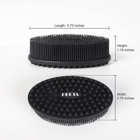 HEETA Body Brush for Wet Dry Brushing, Silicone Body Scrubber for Gentle Exfoliating on Softer Glowing Skin, Gentle Massage with Silicone Loofah Bath Brush, Shower Brush for Women Men Kids