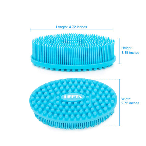 HEETA Body Brush for Wet Dry Brushing, Silicone Body Scrubber for Gentle Exfoliating on Softer Glowing Skin, Gentle Massage with Silicone Loofah Bath Brush, Shower Brush for Women Men Kids