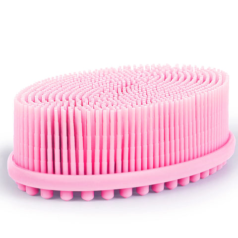 HEETA Body Brush for Wet Dry Brushing, Silicone Body Scrubber for Gentle Exfoliating on Softer Glowing Skin, Gentle Massage with Silicone Loofah Bath Brush, Shower Brush for Women Men Kids