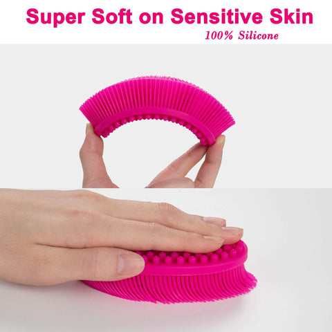 HEETA Body Brush for Wet Dry Brushing, Silicone Body Scrubber for Gentle Exfoliating on Softer Glowing Skin, Gentle Massage with Silicone Loofah Bath Brush, Shower Brush for Women Men Kids